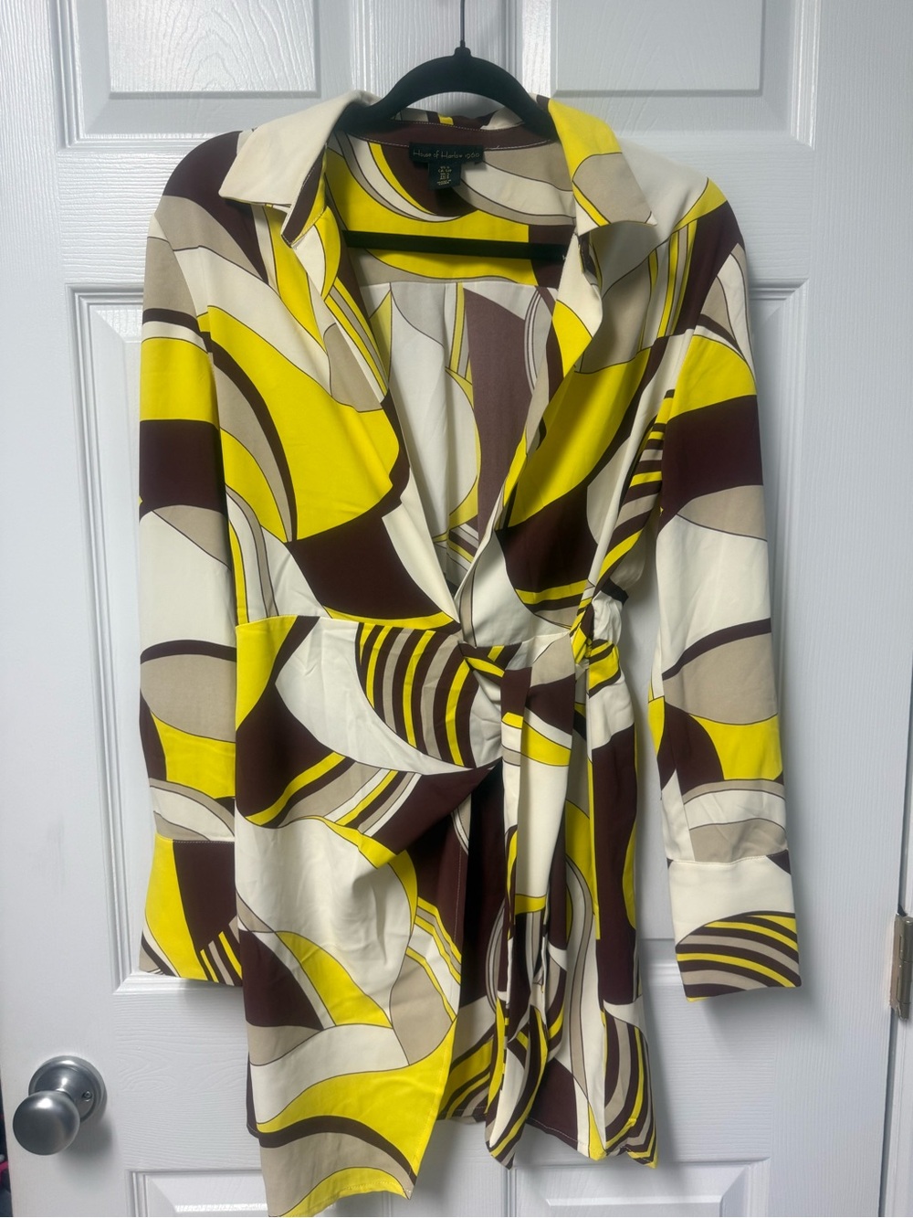 House of Harlow 1960 Yellow, Brown & Cream Printed dress